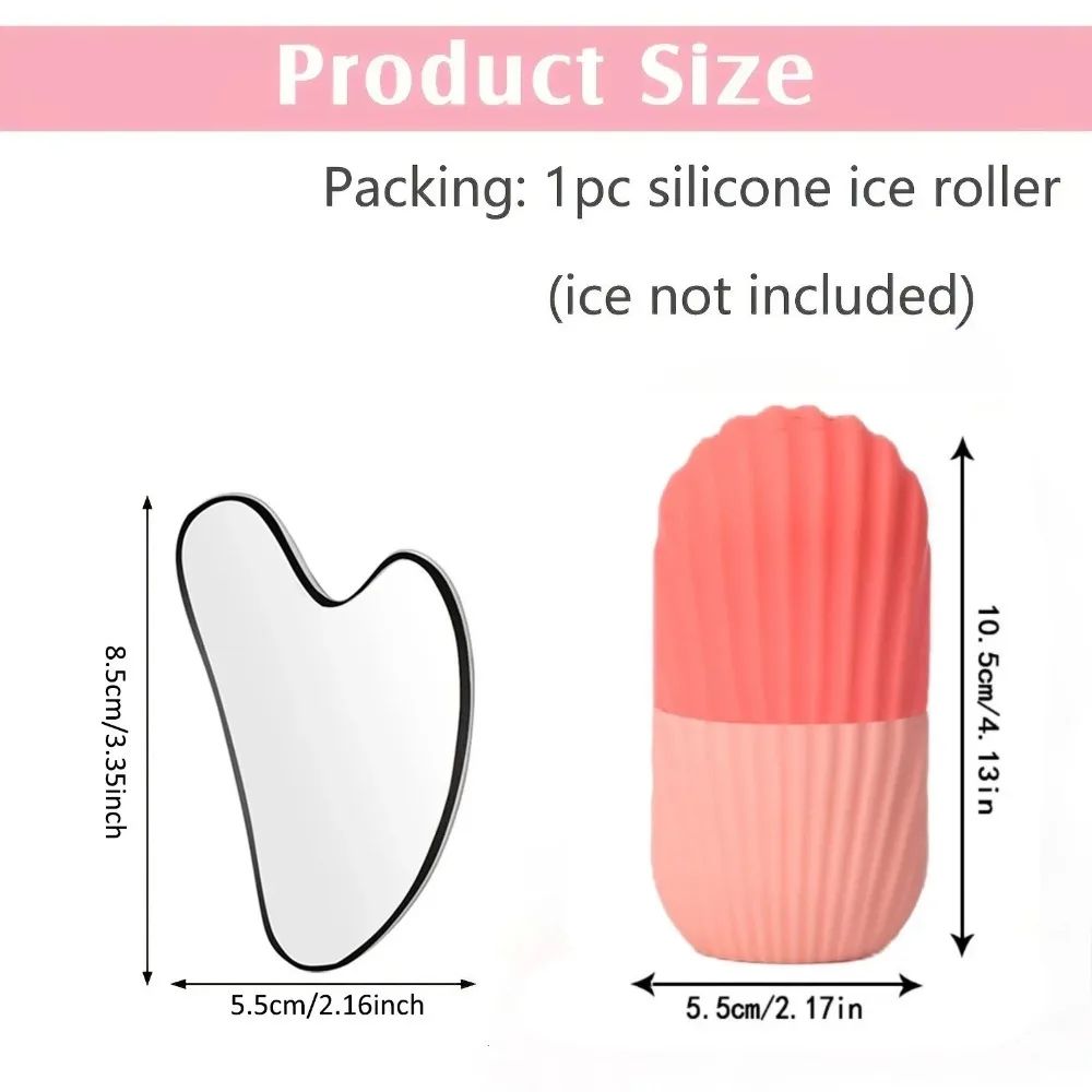Stainless Steel Ice Face Roller Gua Sha Set For Depuffing And Facial Sculpting 5