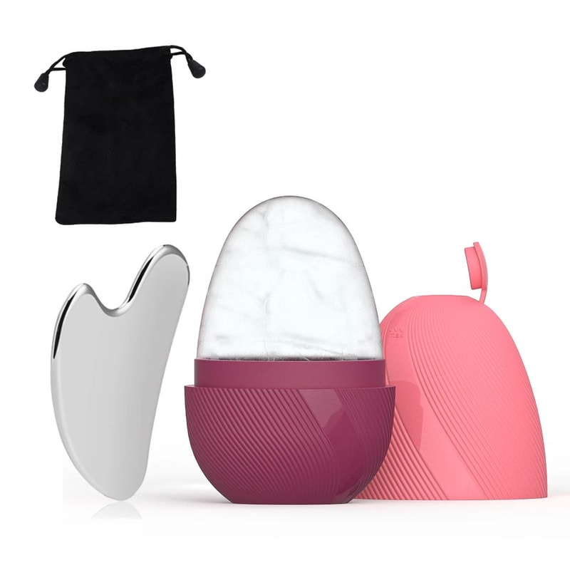CryoGlow Ice Face Roller Stainless Steel Gua Sha Facial Sculpting Set 7