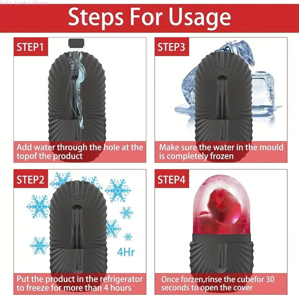 CryoGlow Ice Face Roller Reusable Silicone Facial Ice Roller For Pore Tightening Puffiness Relief 5