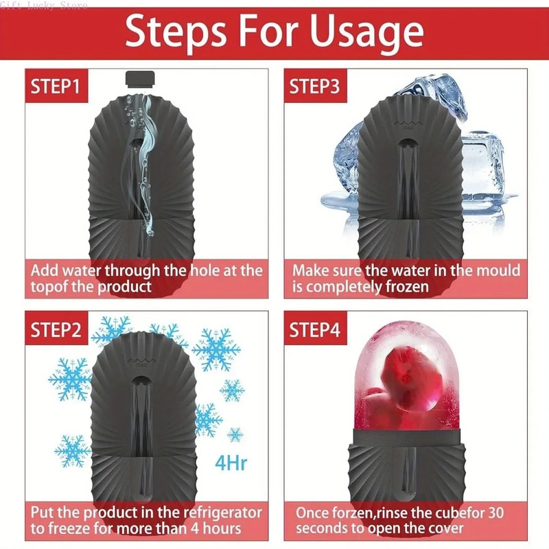 CryoGlow Ice Face Roller Reusable Silicone Facial Ice Roller For Pore Tightening Puffiness Relief 5