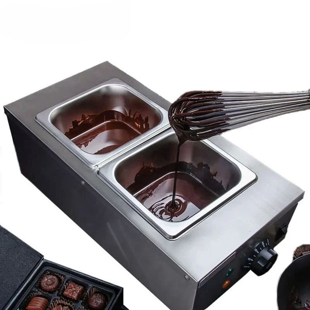 Commercial Double Tank Chocolate Melting Machine Electric Chocolate Dipping Warmer For Bakeries D 1