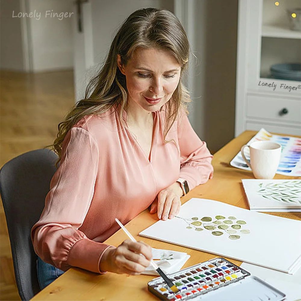 Precision Control Paint Brush Set 6pc Nylon Flat Artist Paint Brushes For Watercolor Acrylic Oil 5