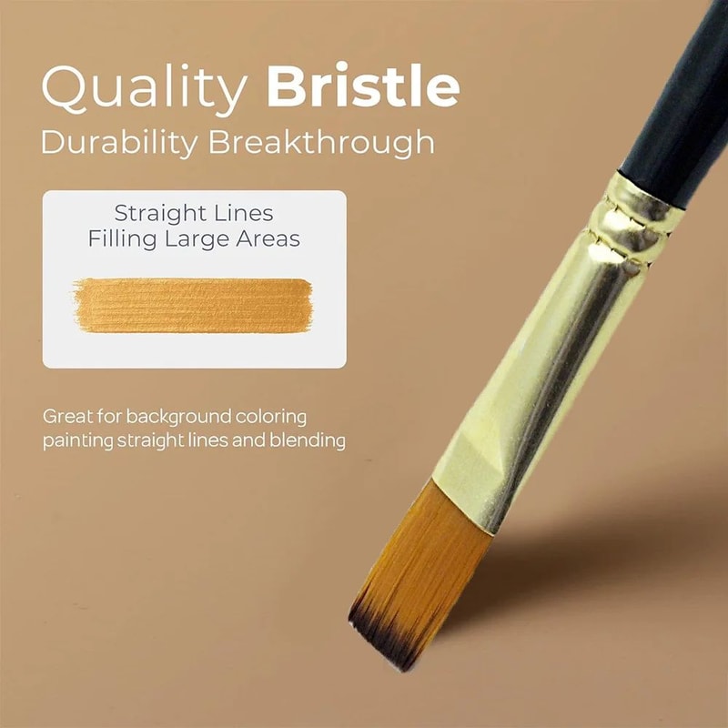 Precision 12Piece Acrylic Paint Brushes Set Professional Flat Paint Brushes With Nylon Bristles Fo 4