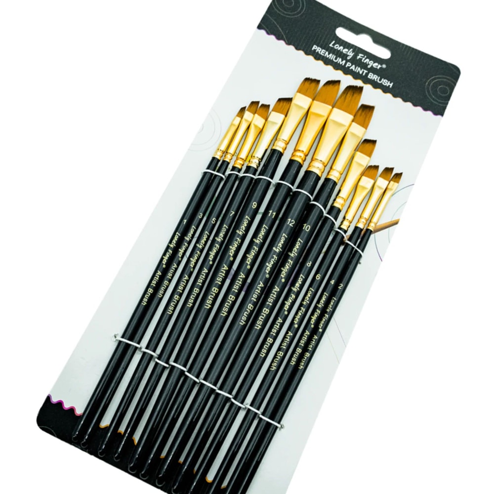 Precision 12Piece Acrylic Paint Brushes Set Professional Flat Paint Brushes With Nylon Bristles Fo 9
