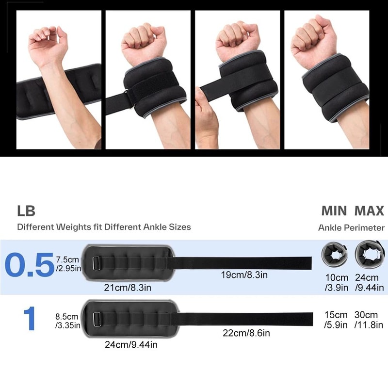 Adjustable Ankle Weights Wrist Resistance Straps Neoprene Wrist Weights For Strength Training Run 4
