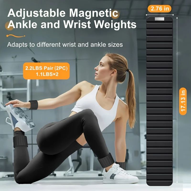 Magnetic Wrist Weights Ankle Weights Set Adjustable Wearable Weights For Yoga Walking Pilates 2