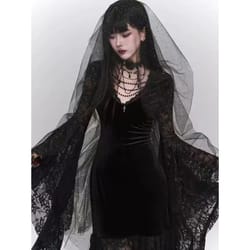 midnight elegance black gothic dress – slim gothic bodycon dress for vintage goth & harajuku style