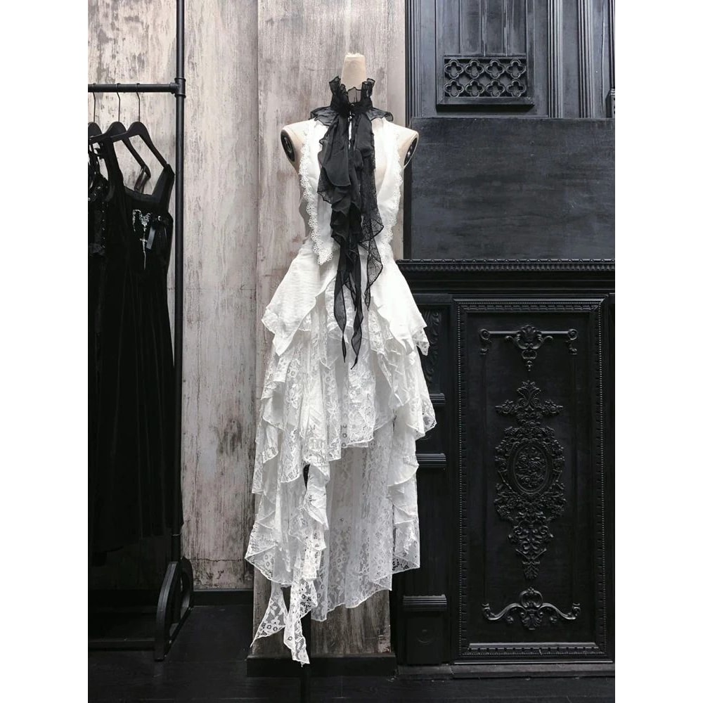 Midnight Elegance Black Gothic Dress Slim Gothic Bodycon Dress For Vintage Goth Harajuku Style 3