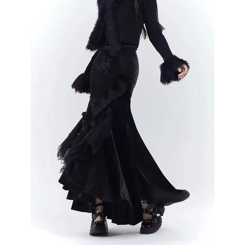 Midnight Elegance Black Gothic Dress Slim Gothic Bodycon Dress For Vintage Goth Harajuku Style 5