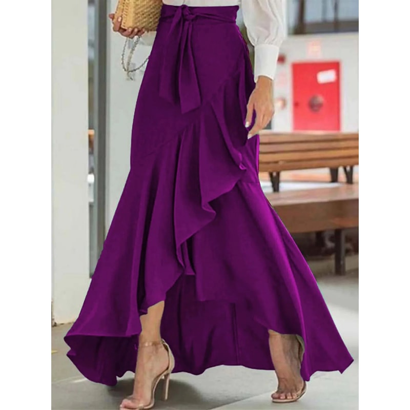 Elegant High Waist Mermaid Skirt With Lace Belt Irregular Hem Fishtail Midi Skirt For Women 3