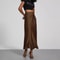 Elegant HighWaist Satin Midi Skirt Versatile Solid Color Womens Satin Skirt With Silky Flowing Tex 3