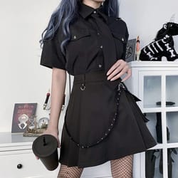 harajuku gothic high waist punk mini skirt – patchwork bandage streetwear for women