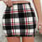Plus Size Plaid Mini Skirt For Women Green HighWaist Office Streetwear 2