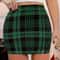 Plus Size Plaid Mini Skirt For Women Green HighWaist Office Streetwear 4