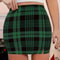Plus Size Plaid Mini Skirt For Women Green HighWaist Office Streetwear 4