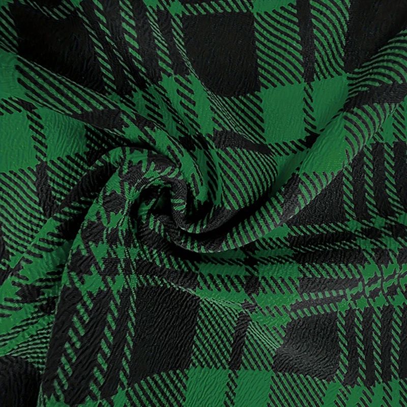 Plus Size Plaid Mini Skirt For Women Green HighWaist Office Streetwear 5