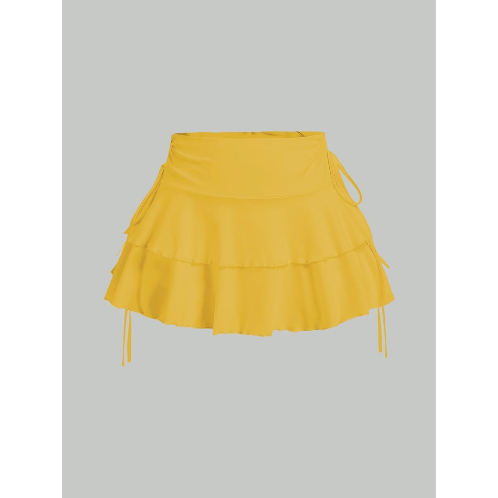 Womens Milk Silk Mini Skirt Casual Summer Stretch High Waist Skirt 0