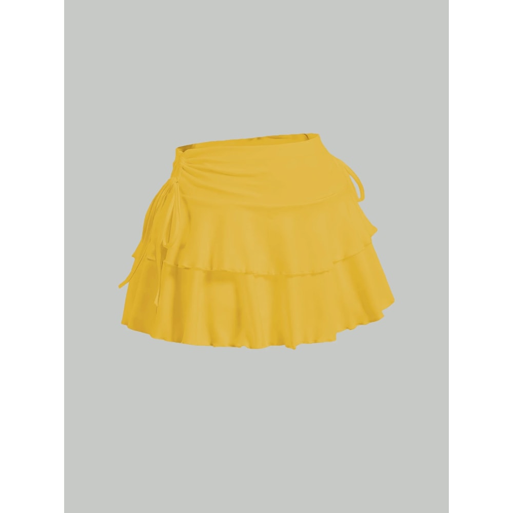 Womens Milk Silk Mini Skirt Casual Summer Stretch High Waist Skirt 1