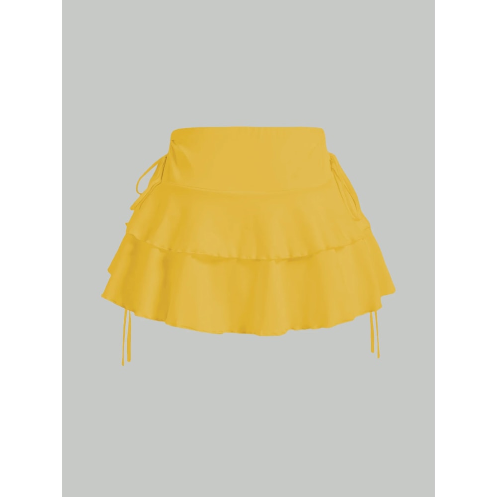 Womens Milk Silk Mini Skirt Casual Summer Stretch High Waist Skirt 2