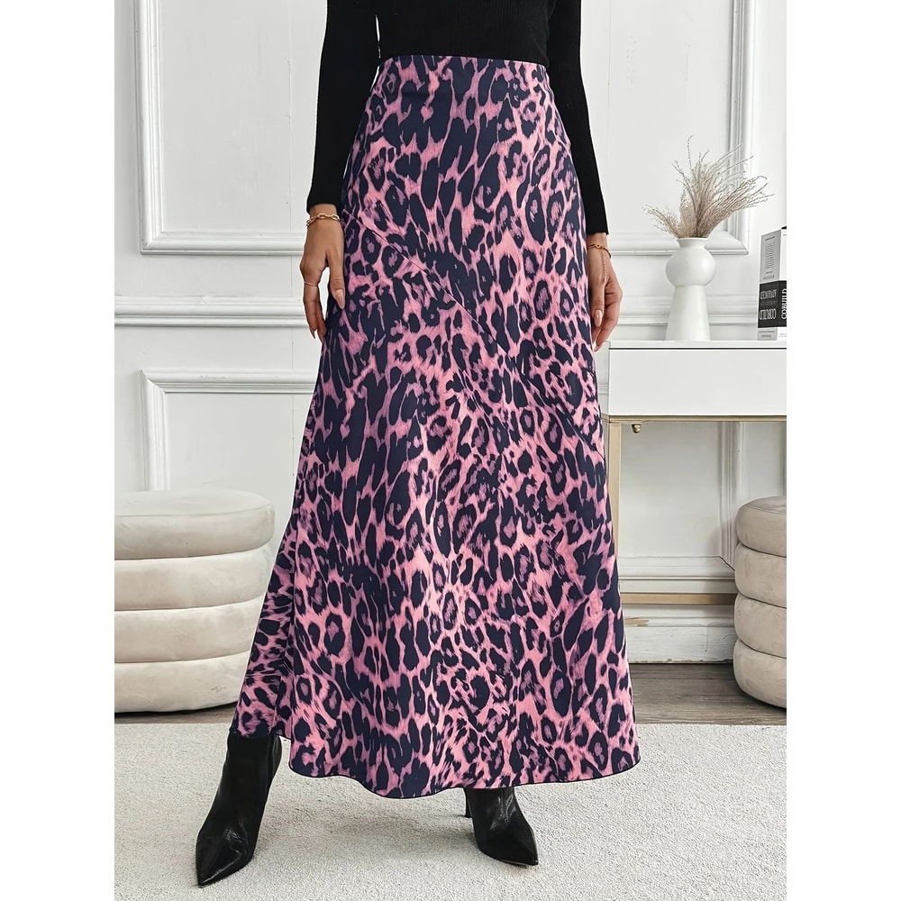Elegant High Waist Plus Size Autumn Skirt Flowy Casual Fall Skirt For Women 3