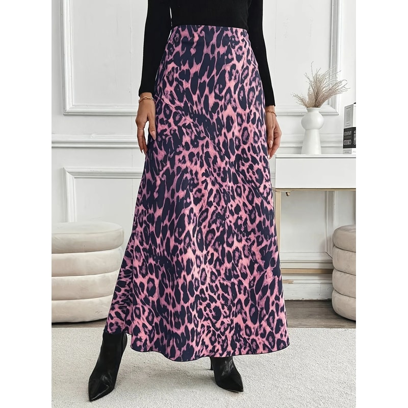 Elegant High Waist Plus Size Autumn Skirt Flowy Casual Fall Skirt For Women 3