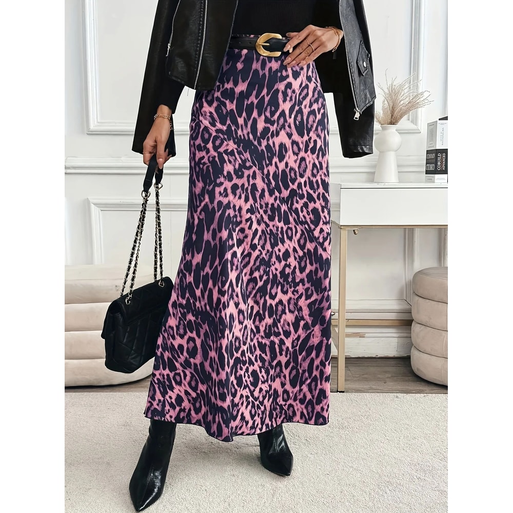 Elegant High Waist Plus Size Autumn Skirt Flowy Casual Fall Skirt For Women 4