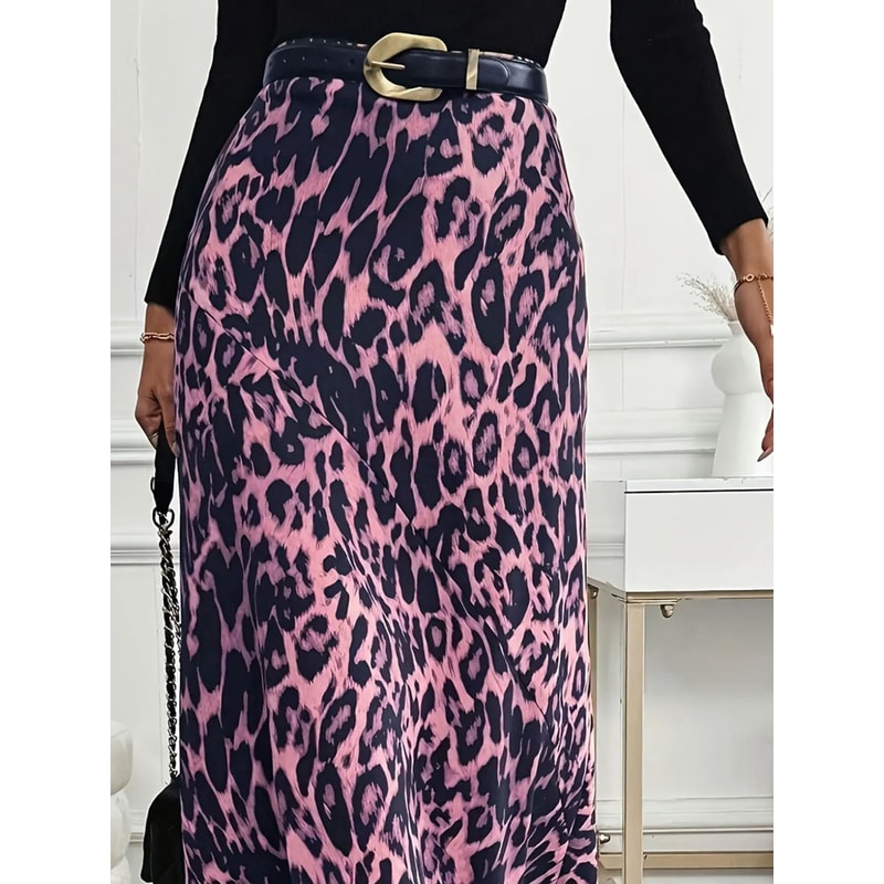 Elegant High Waist Plus Size Autumn Skirt Flowy Casual Fall Skirt For Women 5