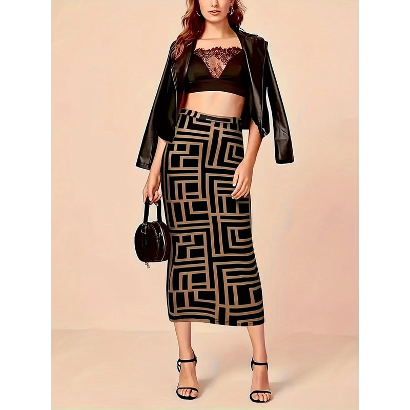 Elegant Breeze Plus Size Slit Midi Skirt For Women 0