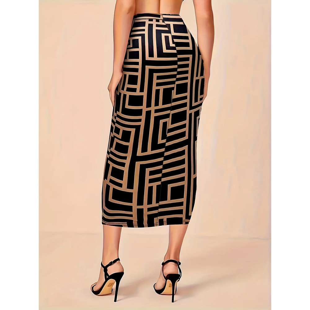 Elegant Breeze Plus Size Slit Midi Skirt For Women 2