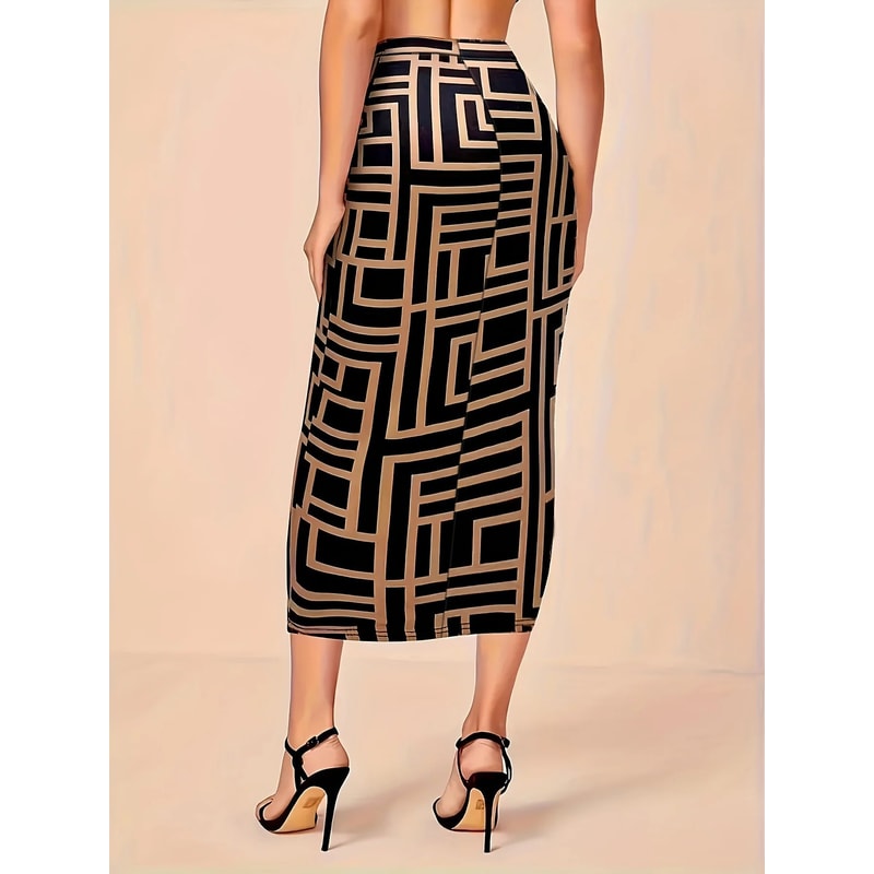 Elegant Breeze Plus Size Slit Midi Skirt For Women 2