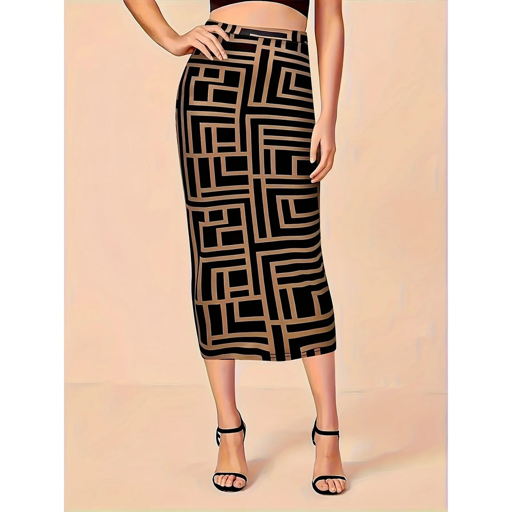 Elegant Breeze Plus Size Slit Midi Skirt For Women 4