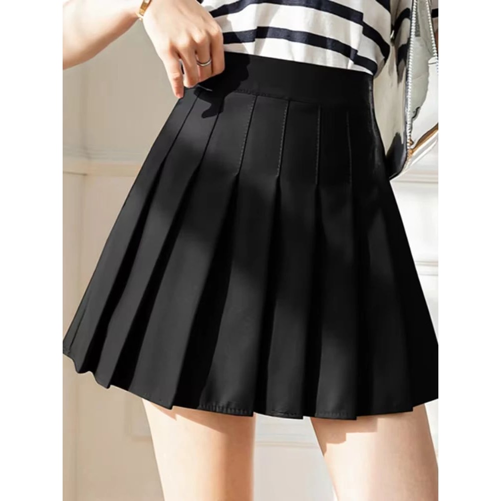 Classic High Waist Pleated Mini Skirt ALine JK Style Summer Skirt For Women 0