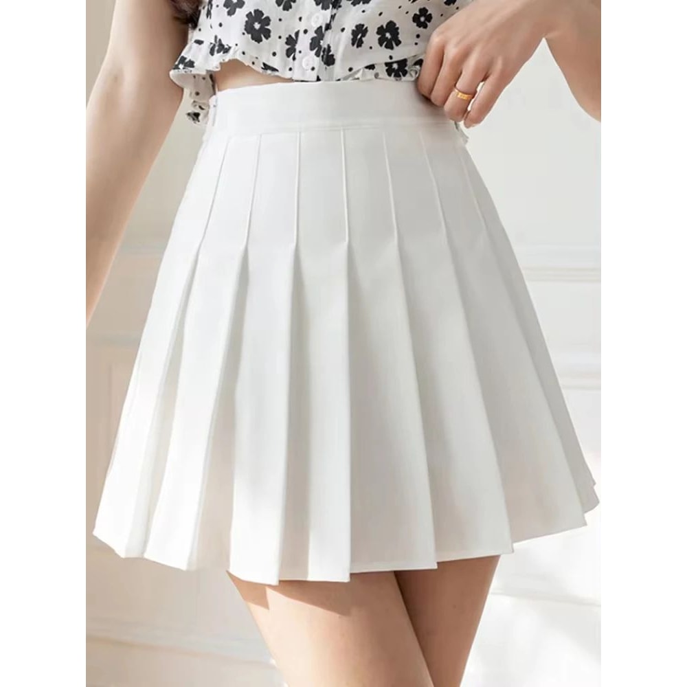 Classic High Waist Pleated Mini Skirt ALine JK Style Summer Skirt For Women 1