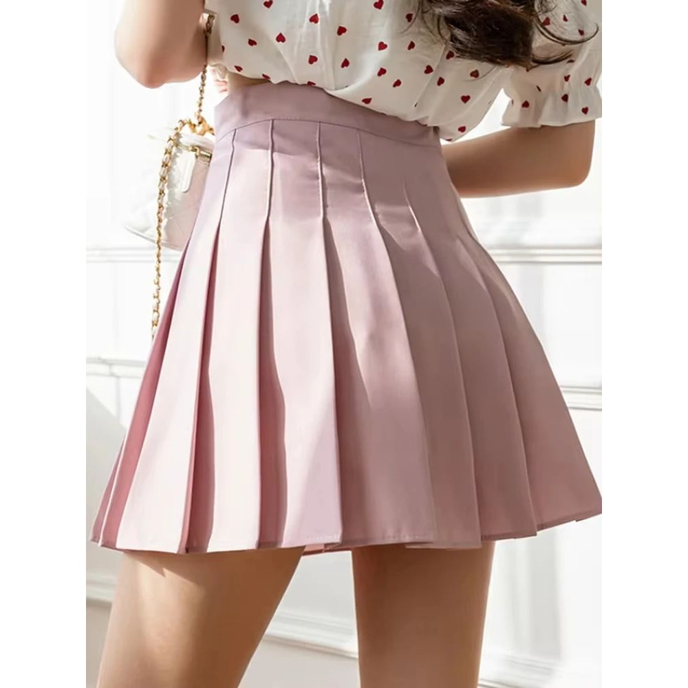 Classic High Waist Pleated Mini Skirt ALine JK Style Summer Skirt For Women 4