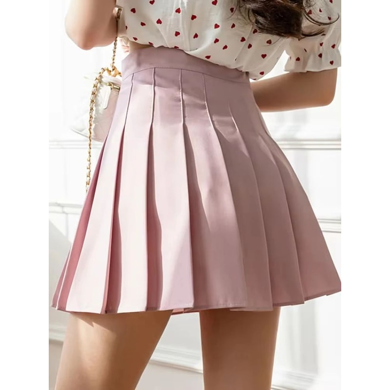 Classic High Waist Pleated Mini Skirt ALine JK Style Summer Skirt For Women 4