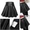 High Waist Faux Leather Mini Skirt Elastic Waist Womens Leather Skater Skirt 5