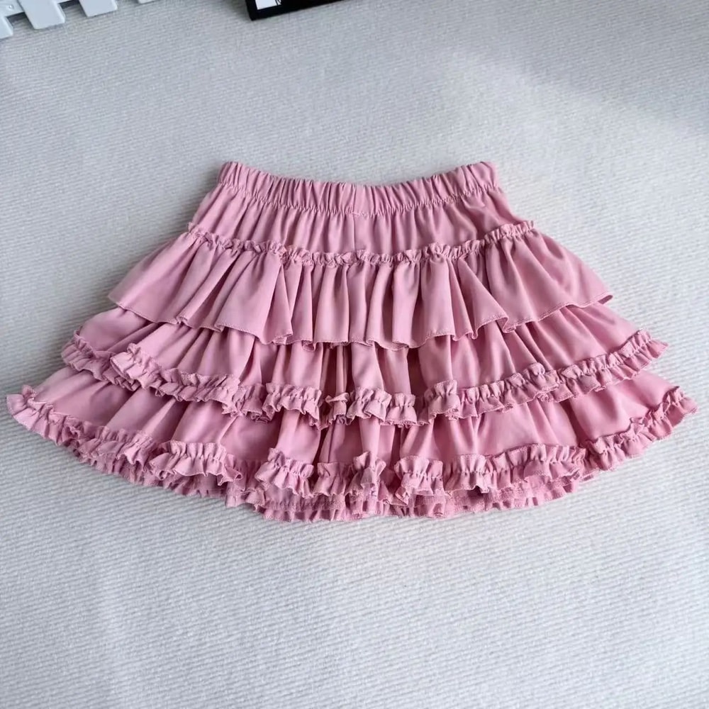 Purple Y2K Fluffy Cake Mini Skirt With White Lace Trim Sweet Lolita ALine Pleated Skirt 5