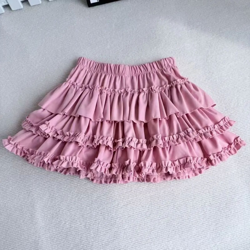 Purple Y2K Fluffy Cake Mini Skirt With White Lace Trim Sweet Lolita ALine Pleated Skirt 5