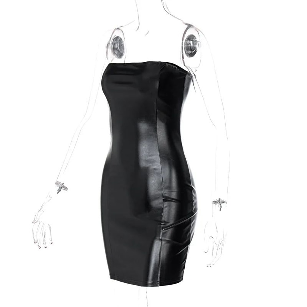 Midnight Muse Strapless PU Leather Bodycon Mini Dress 12