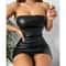 Midnight Muse Strapless PU Leather Bodycon Mini Dress 3