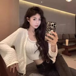 sweetheart striped cropped cardigan for women with color-block knit and heart buttons