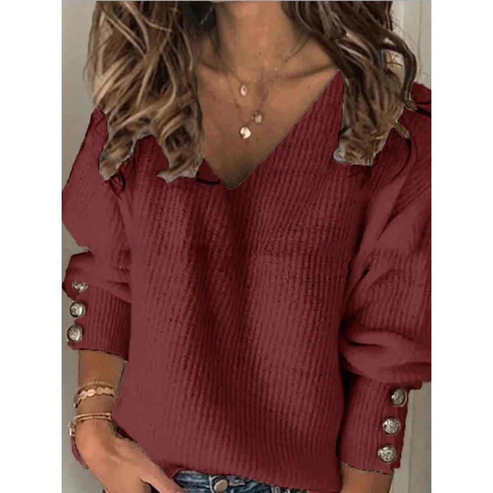 ComfortEase Plus Size VNeck Sweater Soft Ribbed Knit Oversized Pullover For Women 2