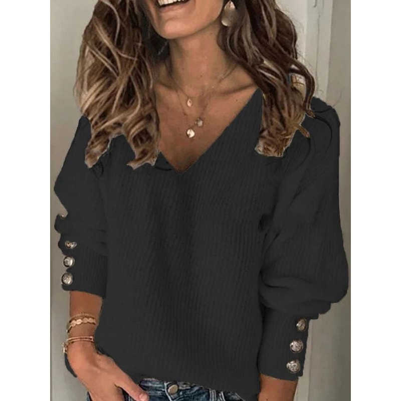 ComfortEase Plus Size VNeck Sweater Soft Ribbed Knit Oversized Pullover For Women 6