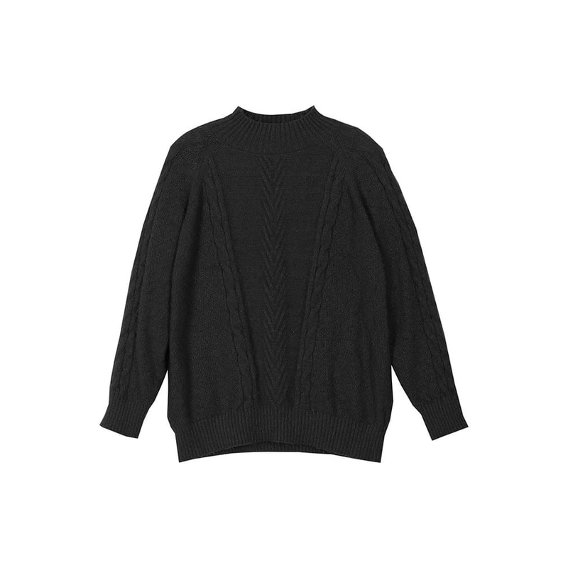 Plus Size High Neck Ribbed Knit Sweater Cozy Long Sleeve Autumn Winter Pullover 3