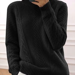 plus size high neck ribbed knit sweater – cozy long sleeve autumn winter pullover