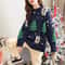 Korean Oversized Snowflake Christmas Sweater Hoodie For Women Cozy Winter Color Block Pullover 2