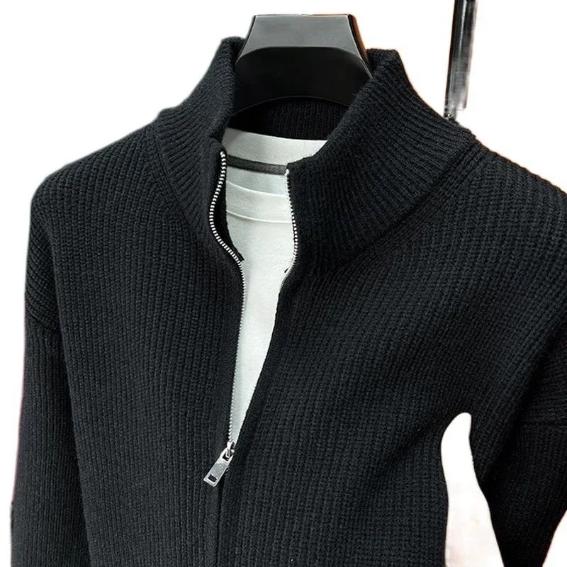 Vintage Zip Knit Cardigan Mens Zip Cardigan Sweater LooseFit Retro Knit Jacket For Spring Fall 4