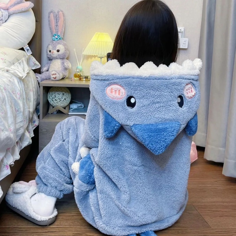 Cute Shark Shark Onesie Pajama For Women Cozy Womens Kigurumi Hooded Jumpsuit 2