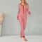 Cozy Striped ButtonFront Womens Pajama Romper Long Sleeve Christmas Lounge Jumpsuit Sleepwear 4