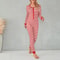 Cozy Striped ButtonFront Womens Pajama Romper Long Sleeve Christmas Lounge Jumpsuit Sleepwear 4